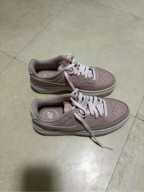 Nike Dusty Pink Low-Top Platform Sneakers with White Accents